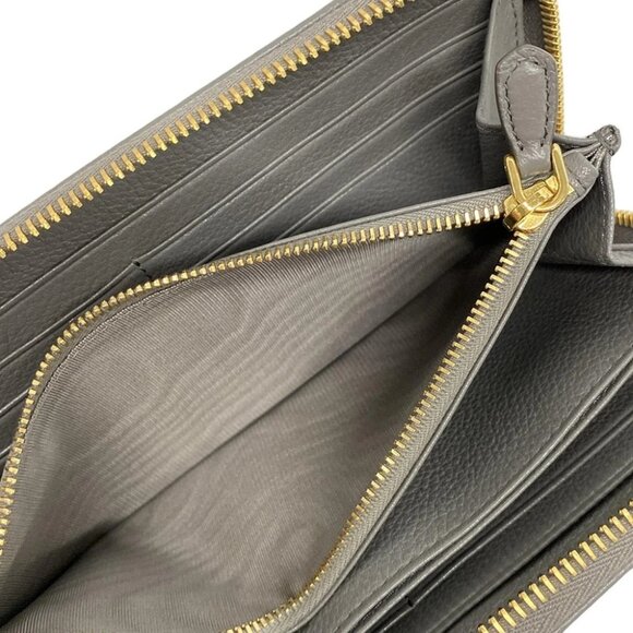 Auth PRADA - 1ML506 Gray Saffiano Leather Long Wallet - Picture 4 of 11